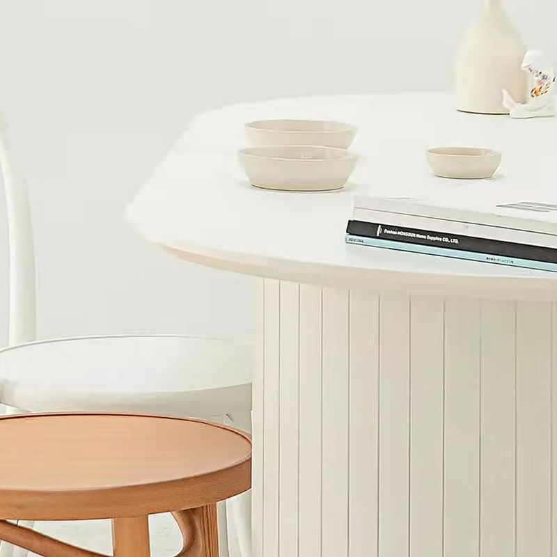 Vast hout eigentijdse ovale eettafel dubbele voetstuktafel voor eetkamer