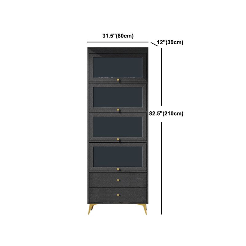 Contemporary 2- Drawer Black Wooden Cabinet, Rectangle Accent Cabinet