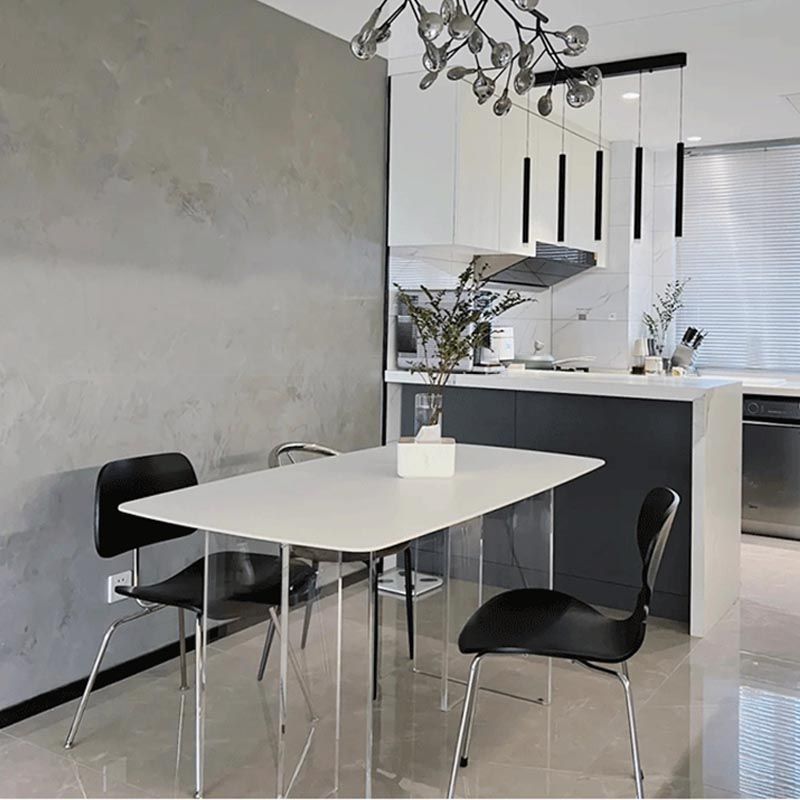 Simple Style Dining Table Acrylic Legs Table Home Rectangle Dining Table