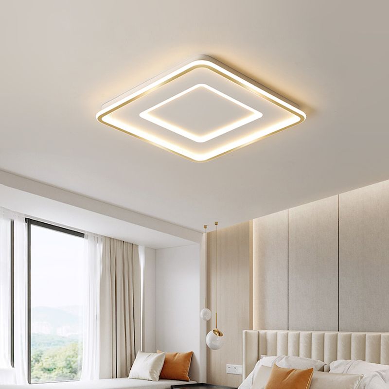 Lámpara empotrada extrafina de estrella/cuadrado/triángulo, lámpara LED de montaje en techo de metal dorado pulido contemporáneo para habitación de bebé