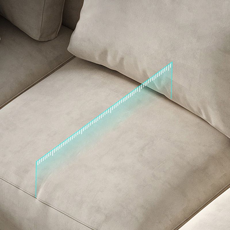 Square Arm Cream Cushion Back Sectional Contemporary Stain-Resistant Sofa