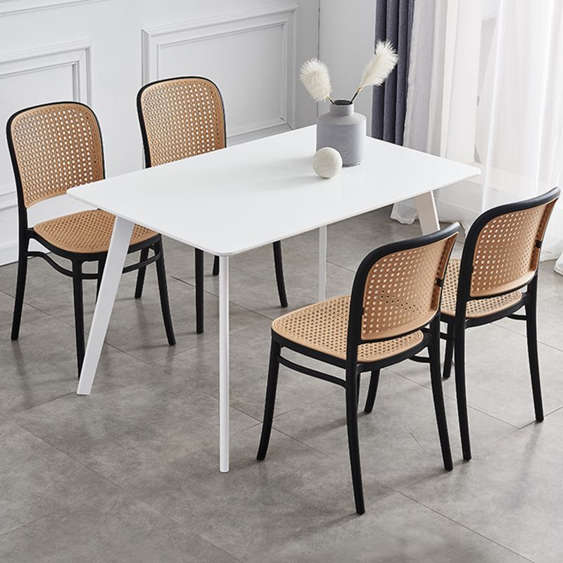 Nordischer Terrassen-Esszimmerstuhl aus Korbgeflecht/Rattan, 86,4 cm hoch, offene Rückenlehne, Beistellstuhl für Restaurants