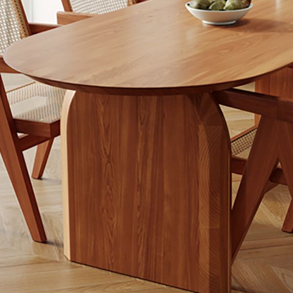 Modern Ash Wood Dining Table Oval Wooden Table with Double Pedestal for Restaurant