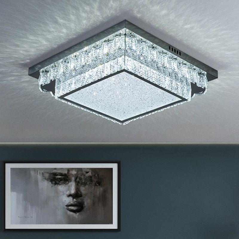 Clear Geometric Shaped Flush Light Simple Beveled Cut Crystal Led Surface Mount Ceiling Light