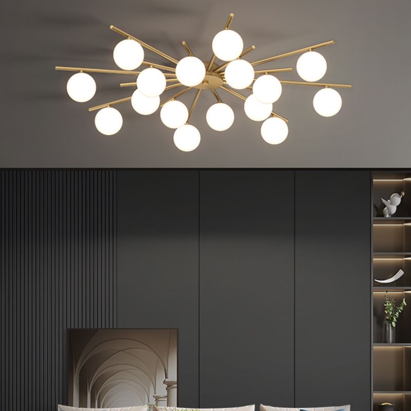 Lámpara empotrada Globe contemporánea, lámpara de techo empotrada de vidrio en oro