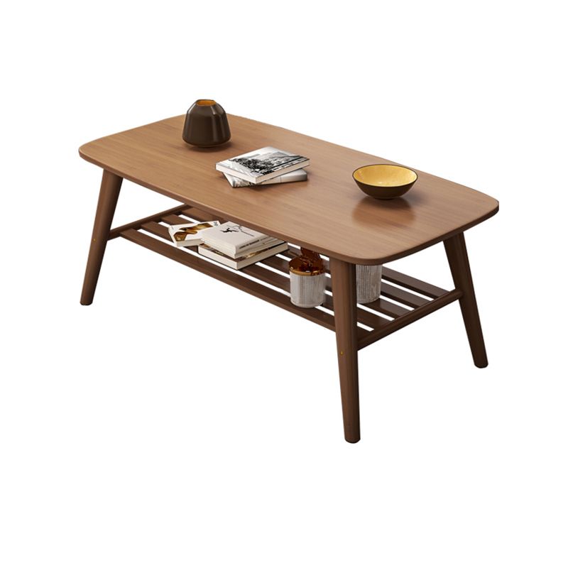 4 Legs Coffee Table Single Modern Oval Cocktail Table with Shelf