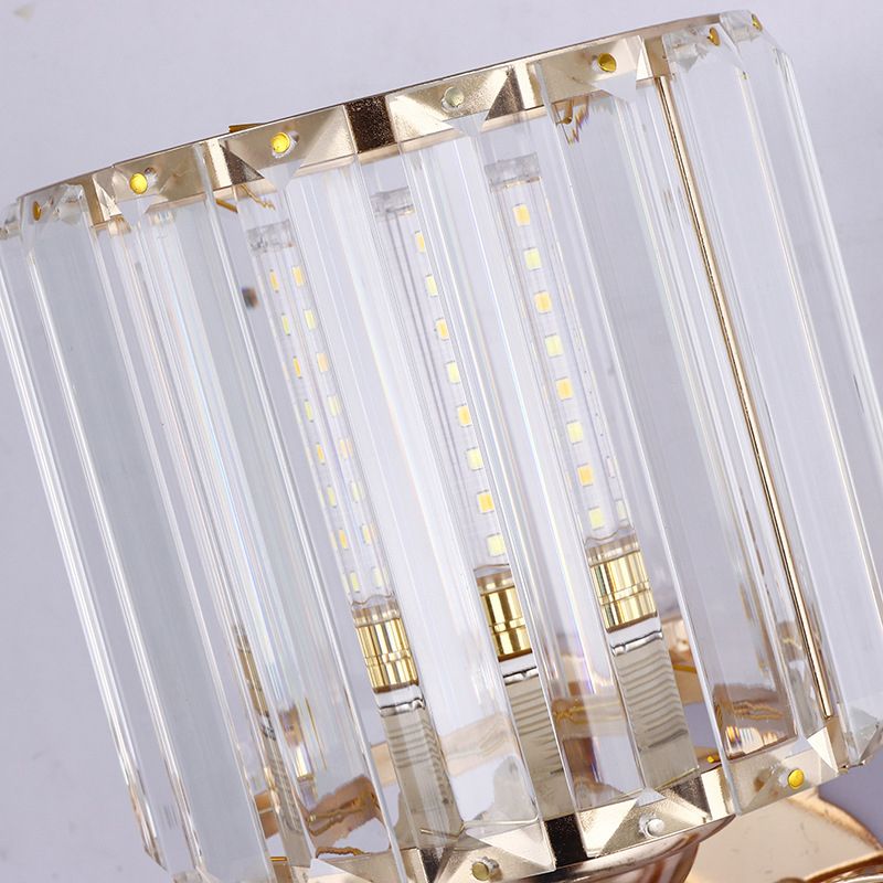 Rose Gold Small Wall Lighting Minimalist 1-Light Prismatic Crystal Sconce for Hallway