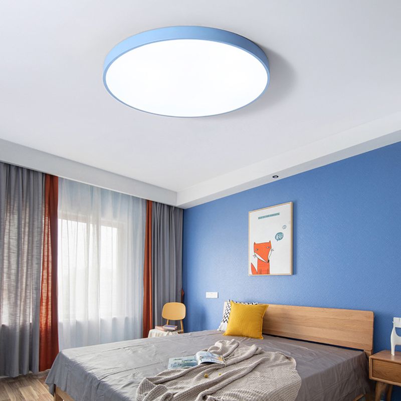 1-Light Round Shade Flush Mount Nordic Macarons Style Flush Mount Ceiling Lighting Fixture