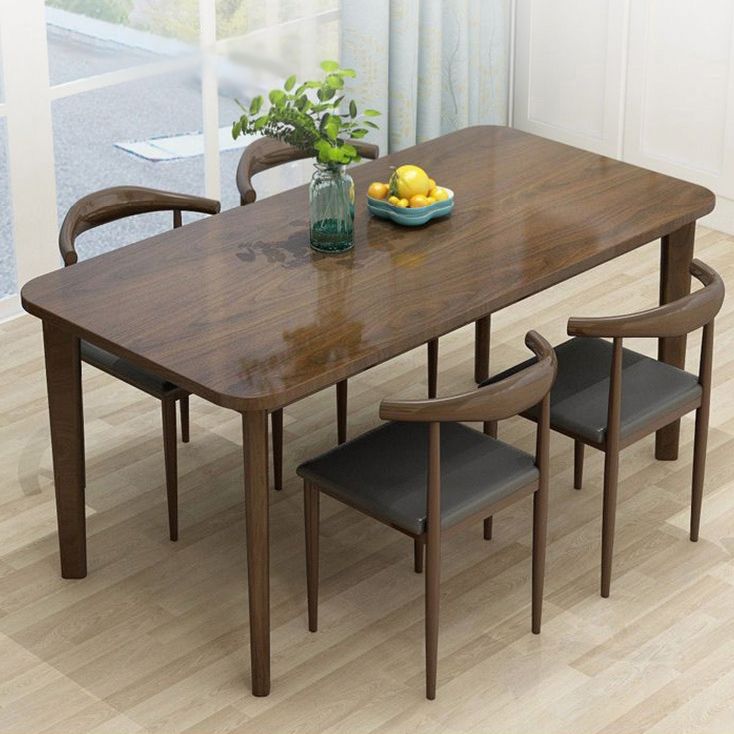 Mesa de comedor de rectángulo de madera maciza de estilo contemporáneo 4 Table de piernas para el hogar