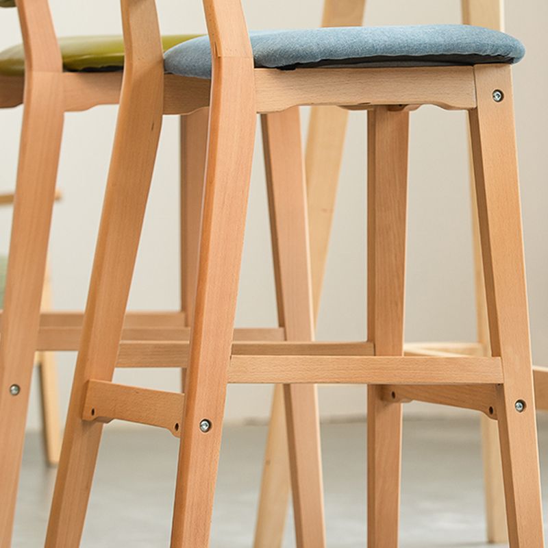 Scandinavia Style Bar-stool Wooden Legs Square Seat for Kitchen Bar