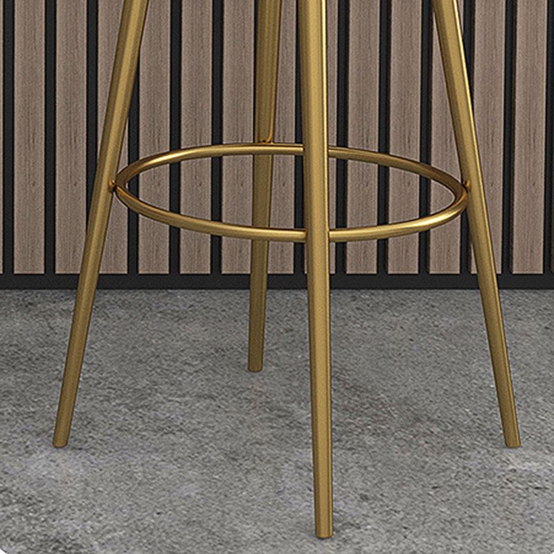 Glam Counter Bar Stool Backrest Leather Bar Stool with Footrest, Iron Base
