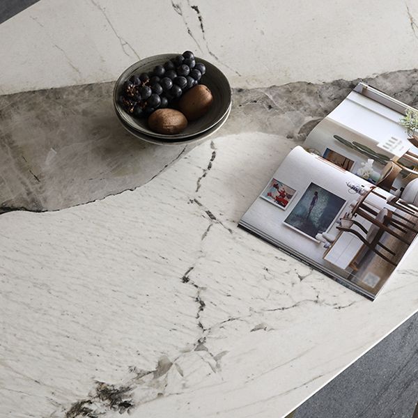 Metal Traditional Luxury Rectangle Table Sintered Stone Indoor Table for Dining Room