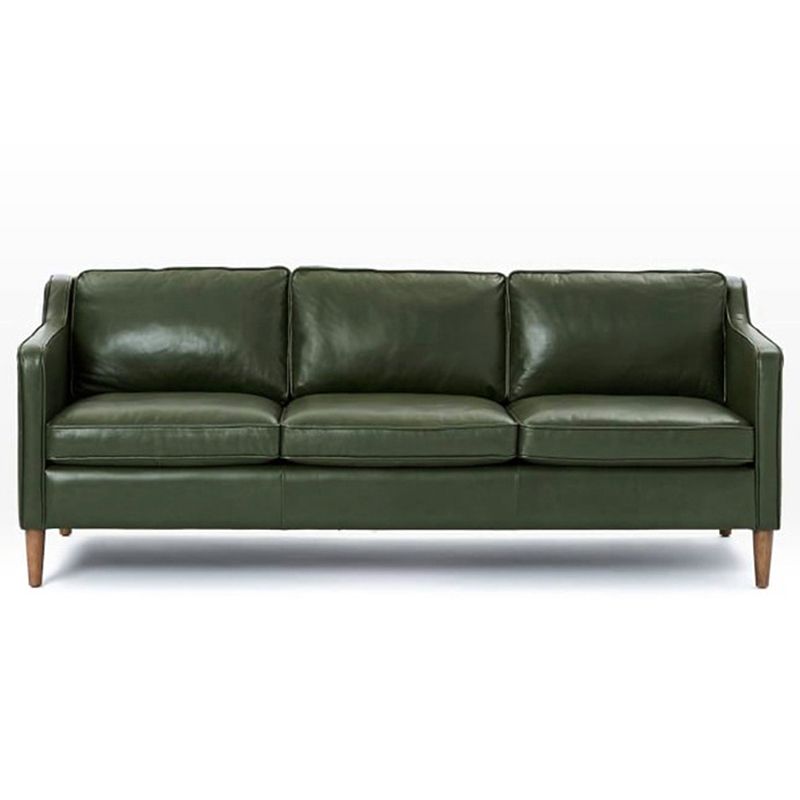 Industrial Faux Leather Loose Back Sofa with Solid Color Sloped Arms