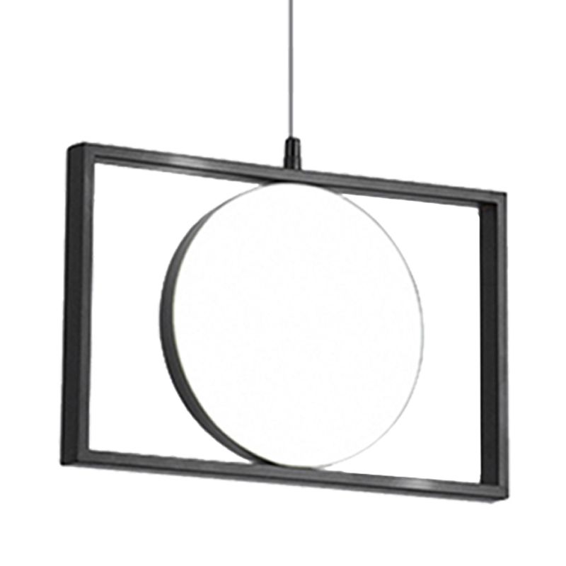 Rectangle noir pendentif suspendu post moderne en métal de suspension LED, horizontal / vertical