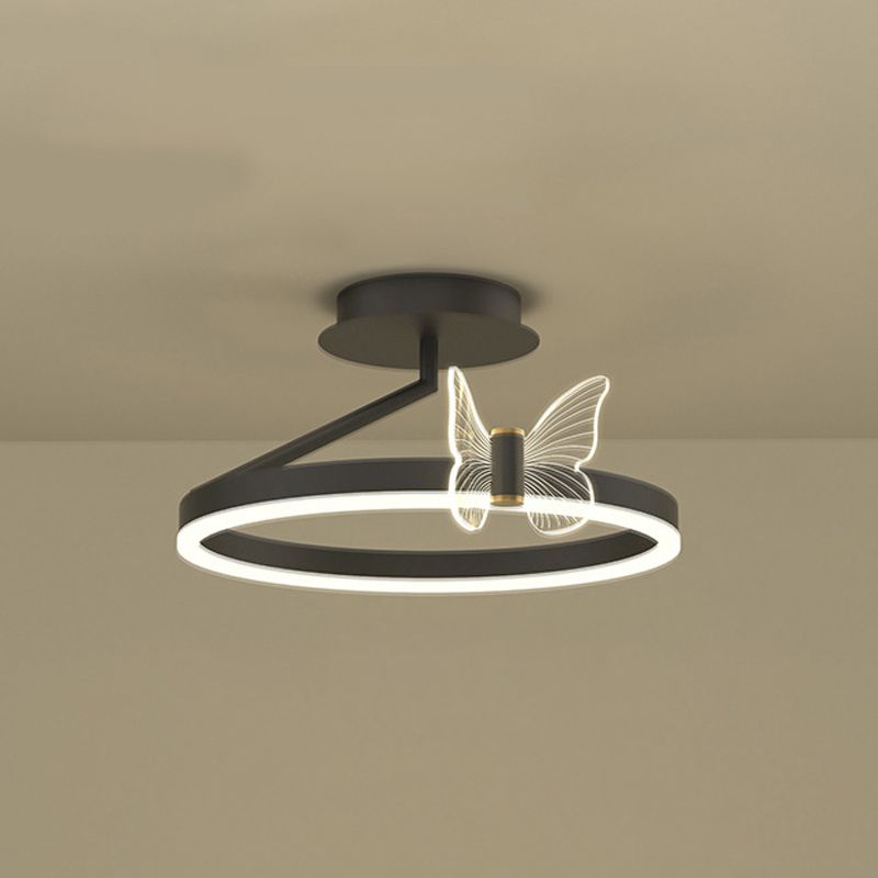 Contemporary Circle Flush Light Fixture Metal 1 Light Flush Mount Ceiling Light