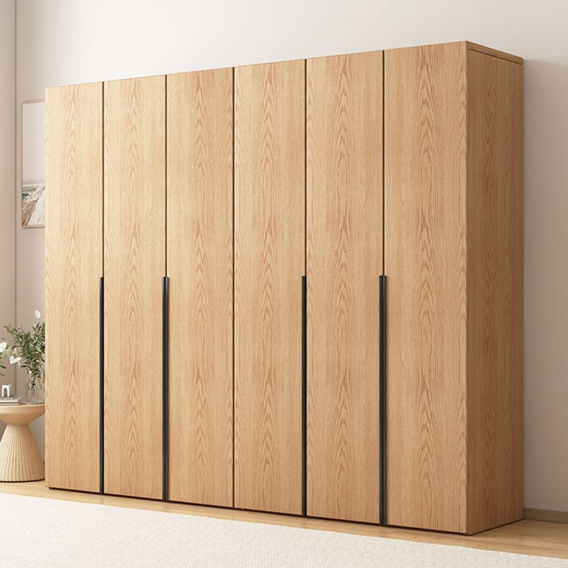 Contemporary Freestanding Natural Wardrobe Oak Solid Wood Wardrobe with Shelves
