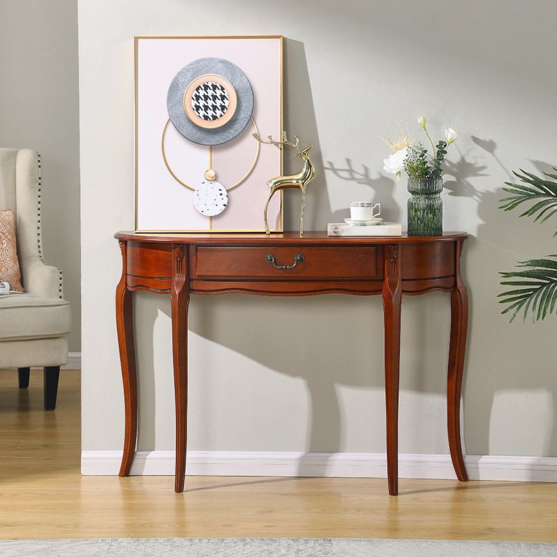 Mid-Century Modern Wooden Accent Table Half Moon Sofa Console Table for Hall