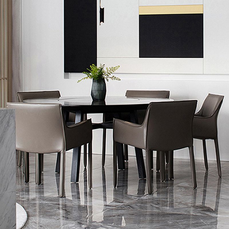 Contemporary Faux Leather Dining Chair Upholstered Dining Arm Chair