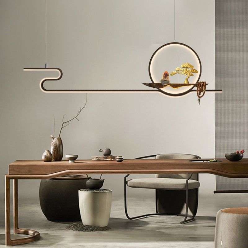 Luces de isla de forma lineal de estilo moderno Metal Dos accesorios de iluminación colgante