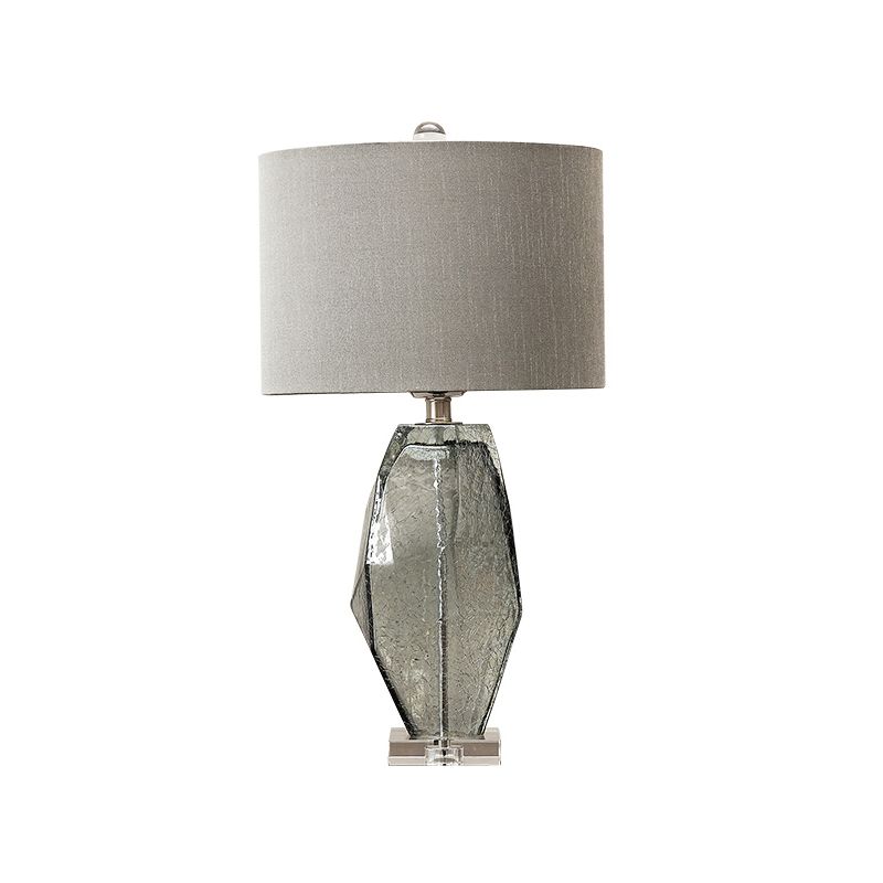 1 tête de salle à manger lampe à table moderne de bureau gris moderne avec une teinte en tissu cylindrique
