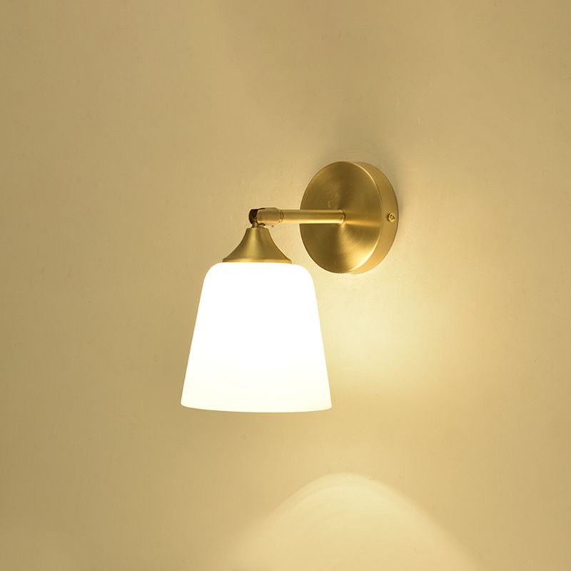 Modern Simple Style Geometric Shade Wall Sconce Metal and Glass 1 Light Sconces in Gold Finish