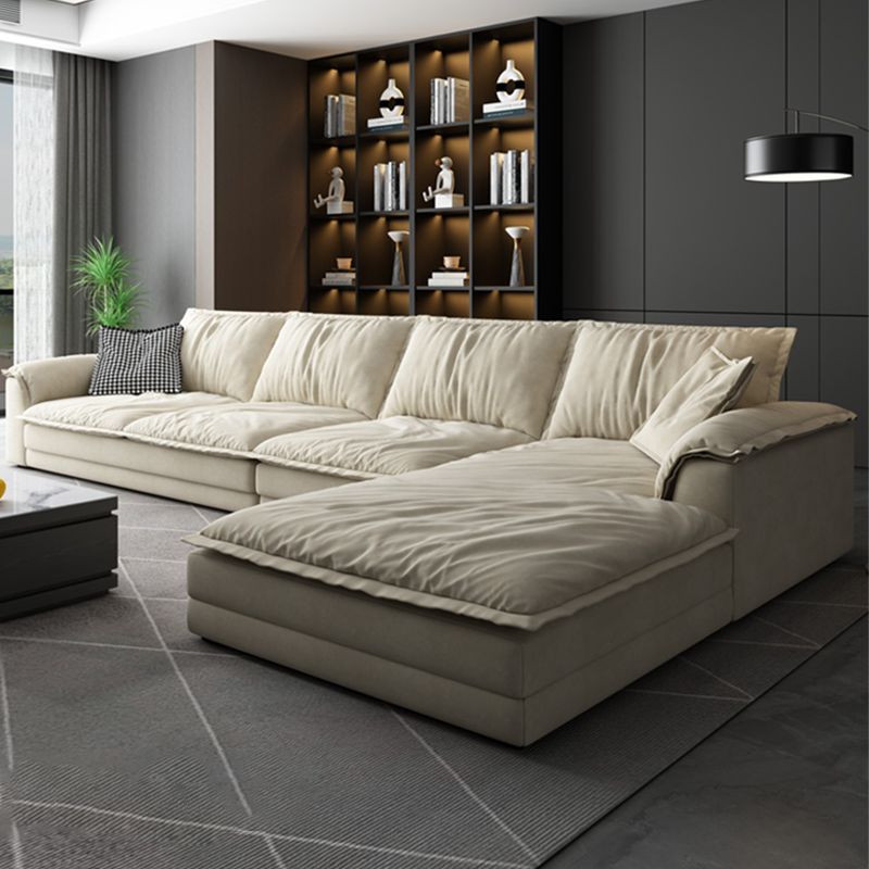 Nordic Stationary Living Room Recessed Arm Pillows Sofa Chaise