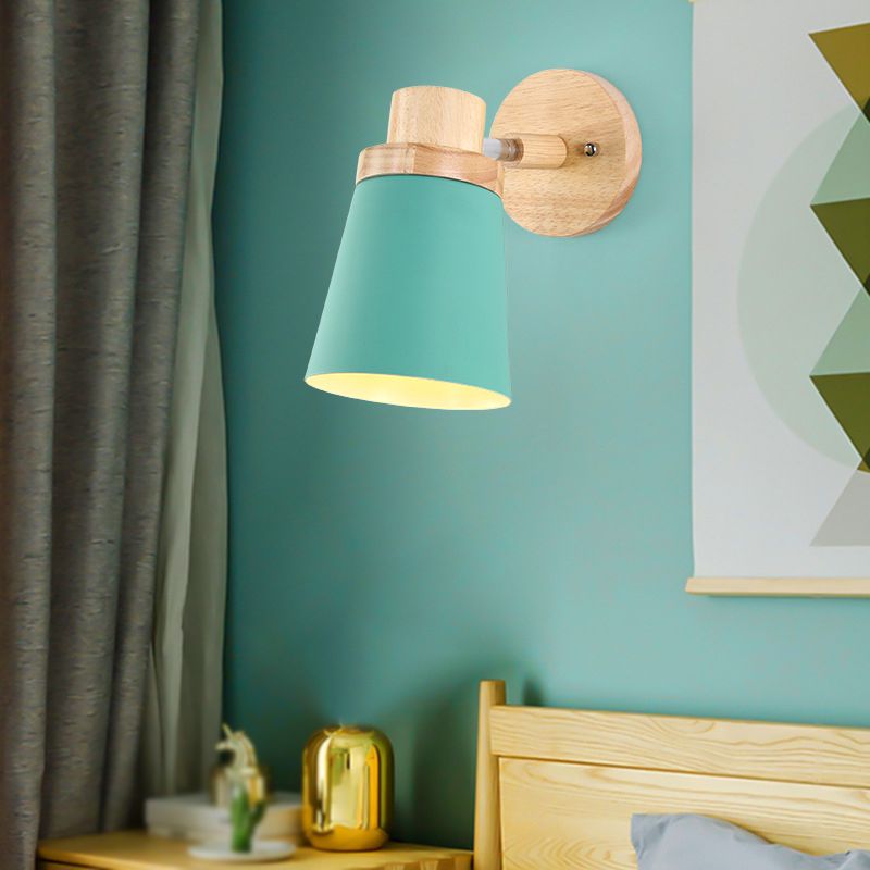 Modern Style Flared Wall Sconces Wood 1 Light Wall Mount Light Fixture