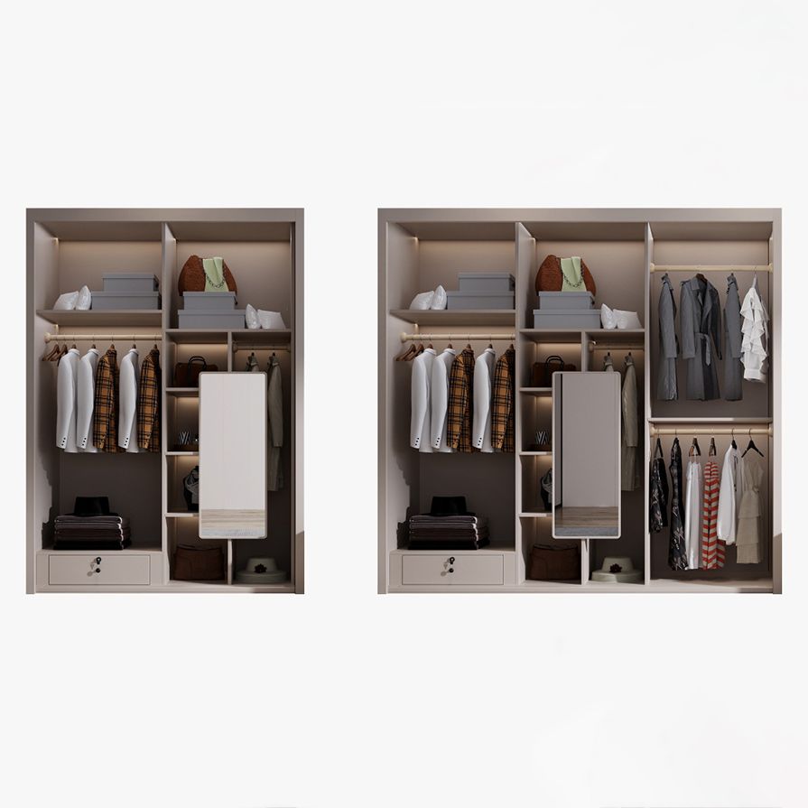Engineered Wood Wardrobe Armoire Modern Style Wardrobe with Mirror