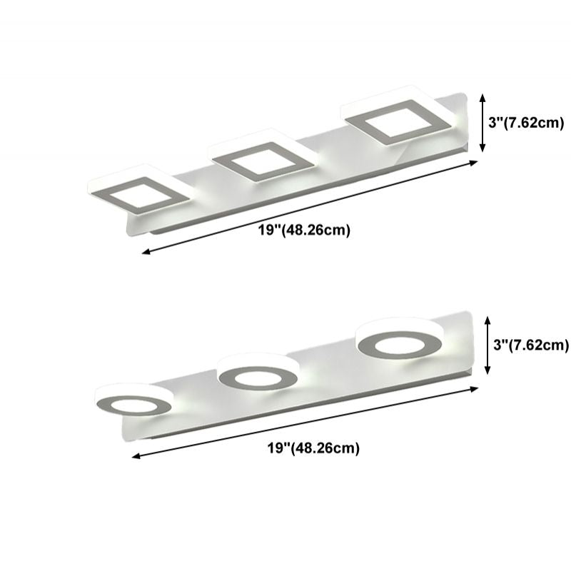 Luce di vanità bianca moderna a 3 luci a specchio a led luce anteriore con ombra acrilica per bagno