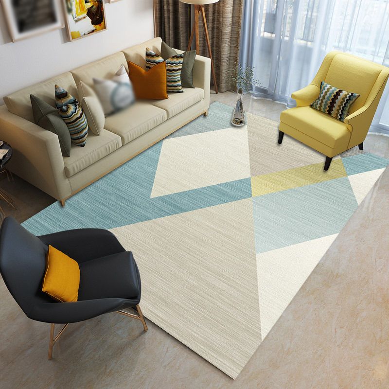 Geometric Indoor Rug Minimalist Carpet Washable Polyester Stain Resistant Area Rug for Home Decor