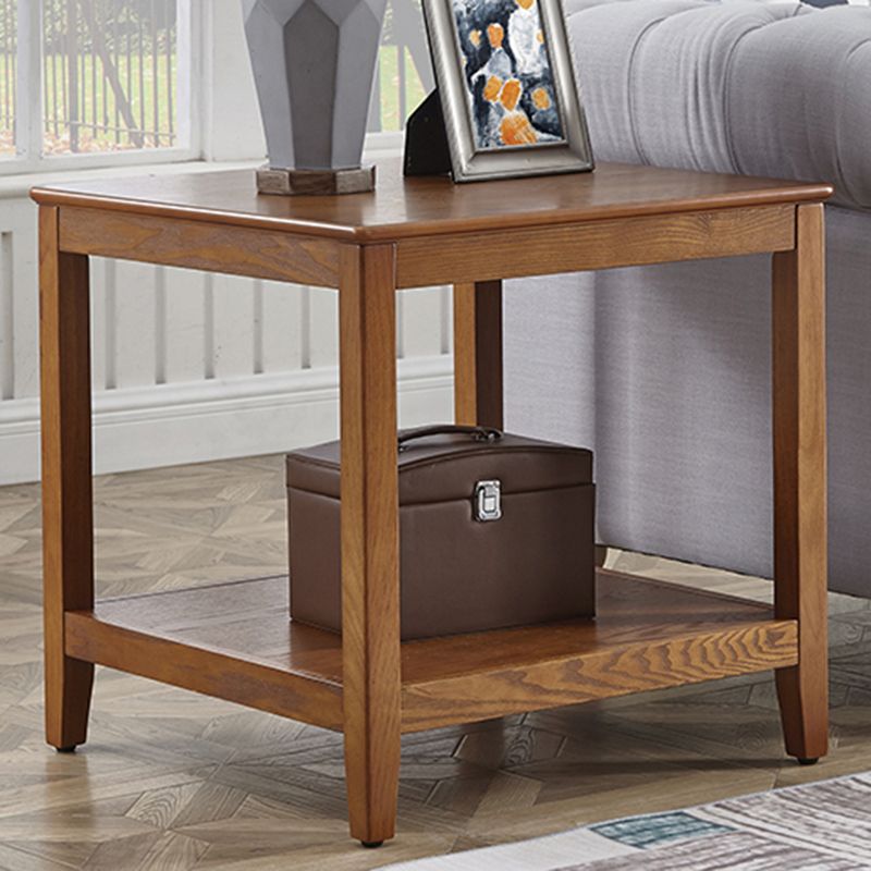 Modern Square / Rectangle Top Side Table Wooden 4 Legs End Table with Shelf