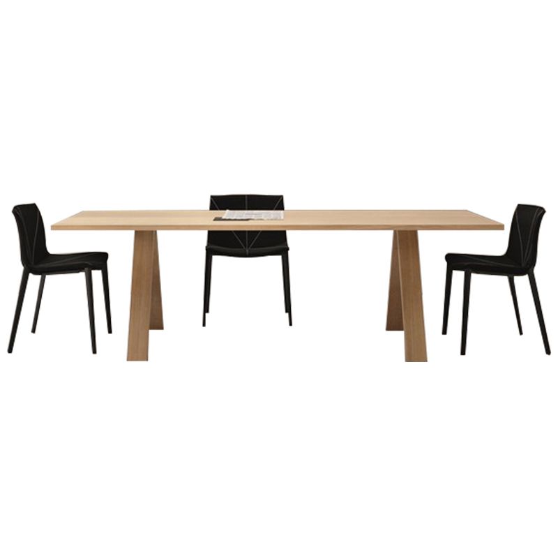 Rectangle Wood Color Dining Table Pine Solid Wood Table Modern with 4 Legs