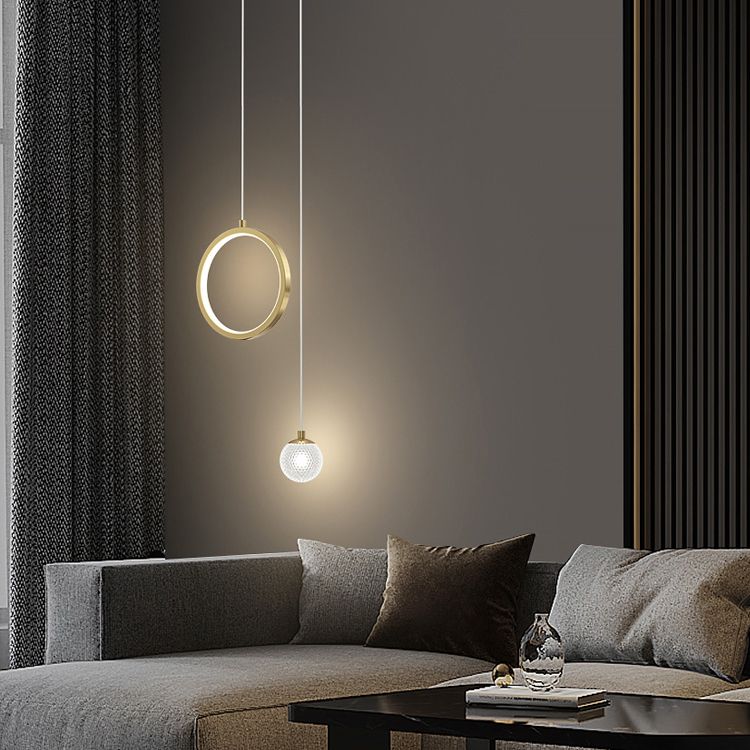 Contemporary Circular Ring Pendant LED Pendant in Golden for Bar Study Room