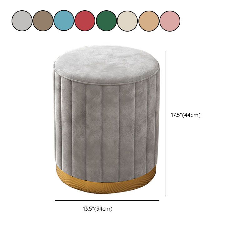 Glam Pouf Ottoman Velvet Upholstered Solid Color Cylinder Shape Ottoman