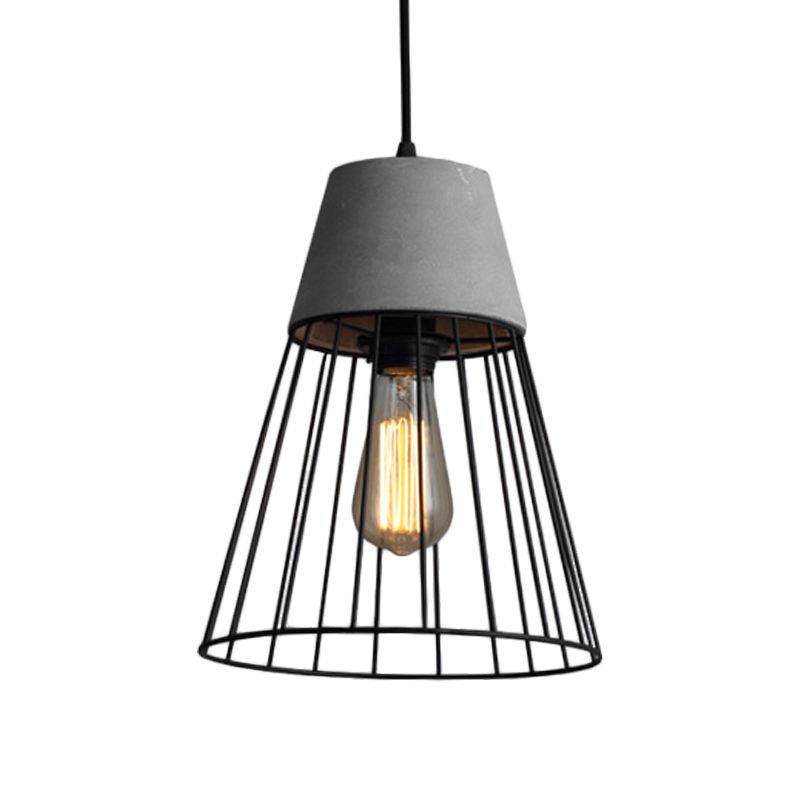 1 Luz de la jaula cónica de la luz Luz de la lámpara colgante de hierro de oro negro/rosa de oro con tapa de cemento con tapa de cemento