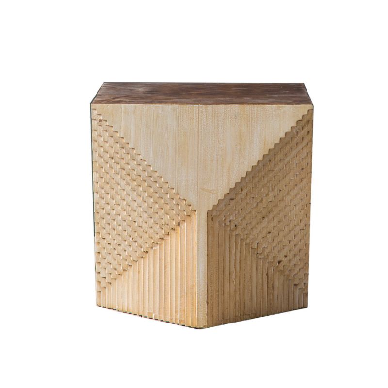 Wood 23.62-inch Rustic Side Table Natural End Table in Distressed Finish