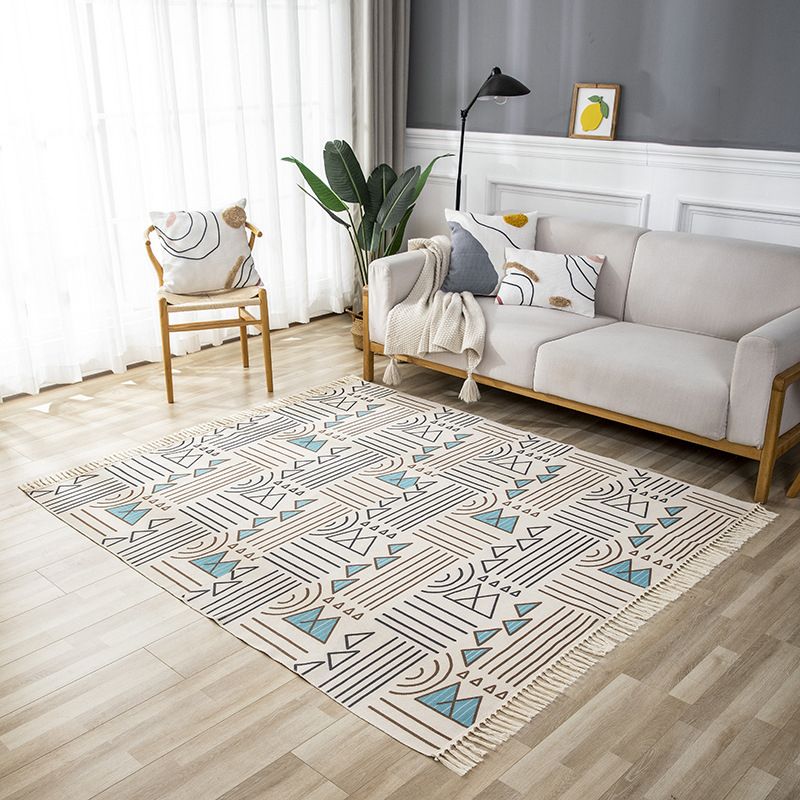 Tapis de salon beige Bohemian Americana Print Rug Polyester Not Slip Area Tapet