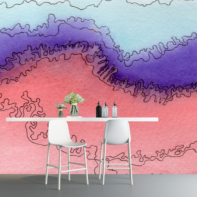 Illustration Stain Resistant Wallpaper Abstract Watercolor Living Room Wall Mural