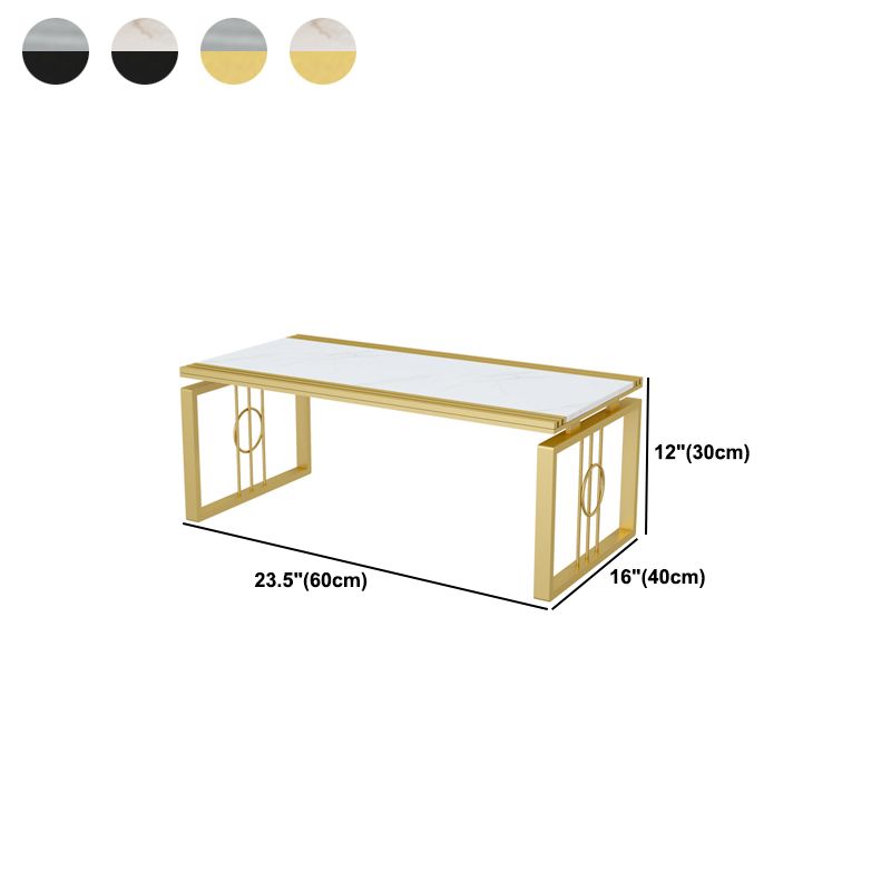 Rectangular Stone Top Coffee Table, 11.81" H Sled Cocktail Table