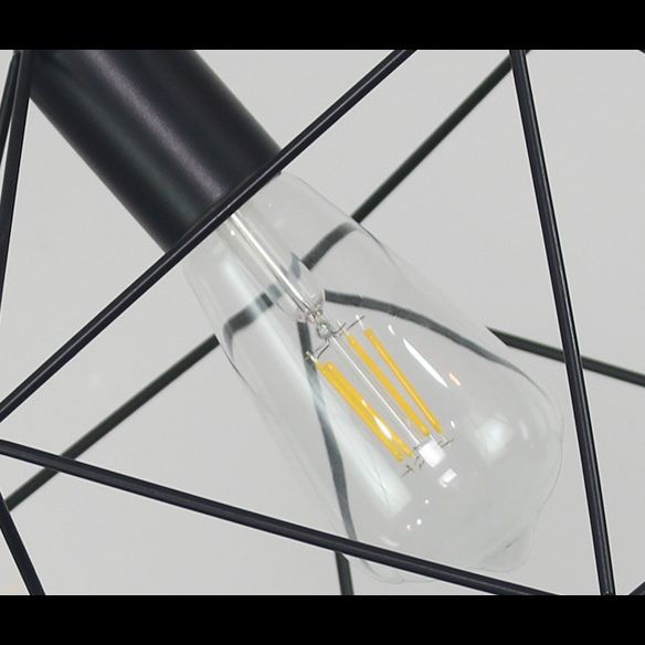 Black Metal 1 Light Anhänger Leichtes nordisches retro geometrischer Drahtkäfighängelampe für das Restaurant