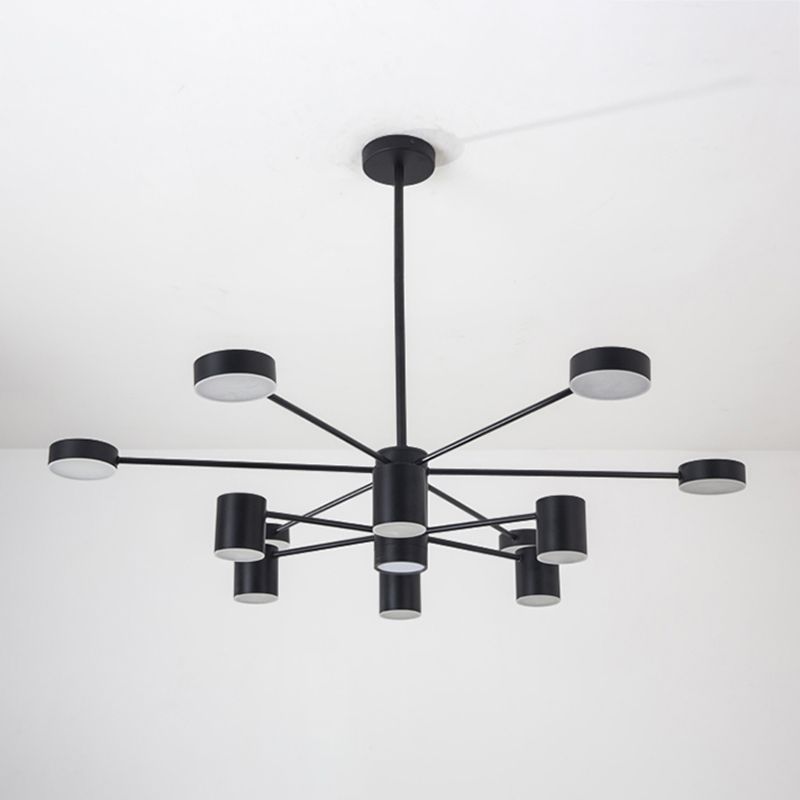 Luces de lámpara de metal de sombra de cilindro accesorios de iluminación de araña modernos en negro