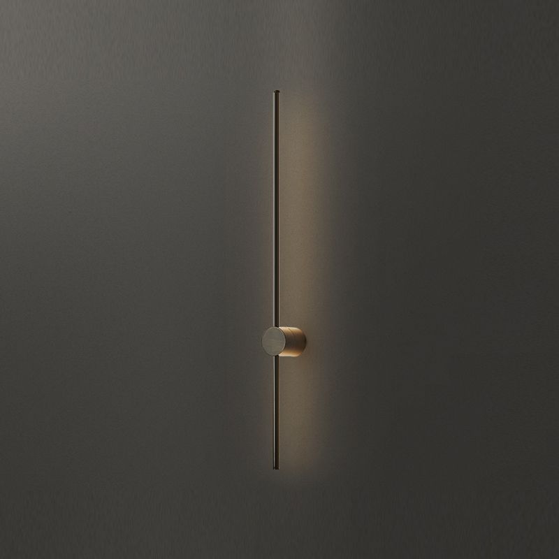 Nordic Style Wall Light Minimalist Straight LED Wall Sconce with Brass for Bedroom
