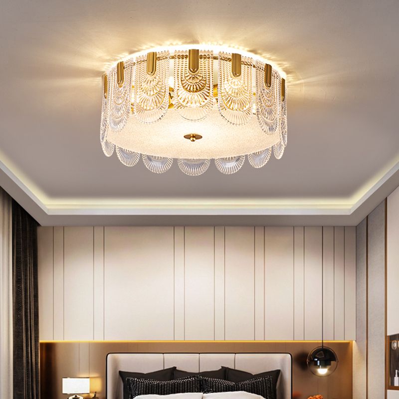 Iluminación de techo de montaje empotrado simple Lámpara de techo de vidrio contemporánea en oro