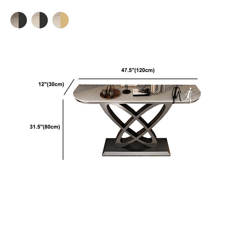 Pedestal Glam Slate Rectangle Scratch Resistant Console Table