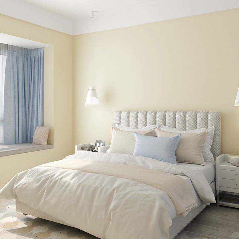 Modern Style Wallpaper Roll Solid Color Pattern Stain Resistant Wall Covering, Soft Color