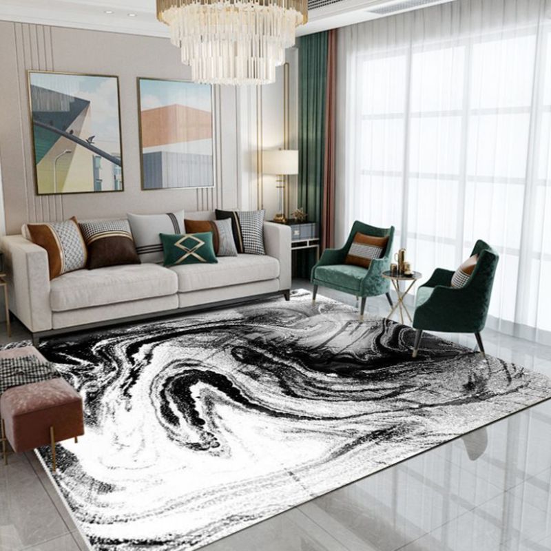 Yellow Simple Carpet Polyester Abstract Graphic Area Carpet Stain Resistant for Home Decor