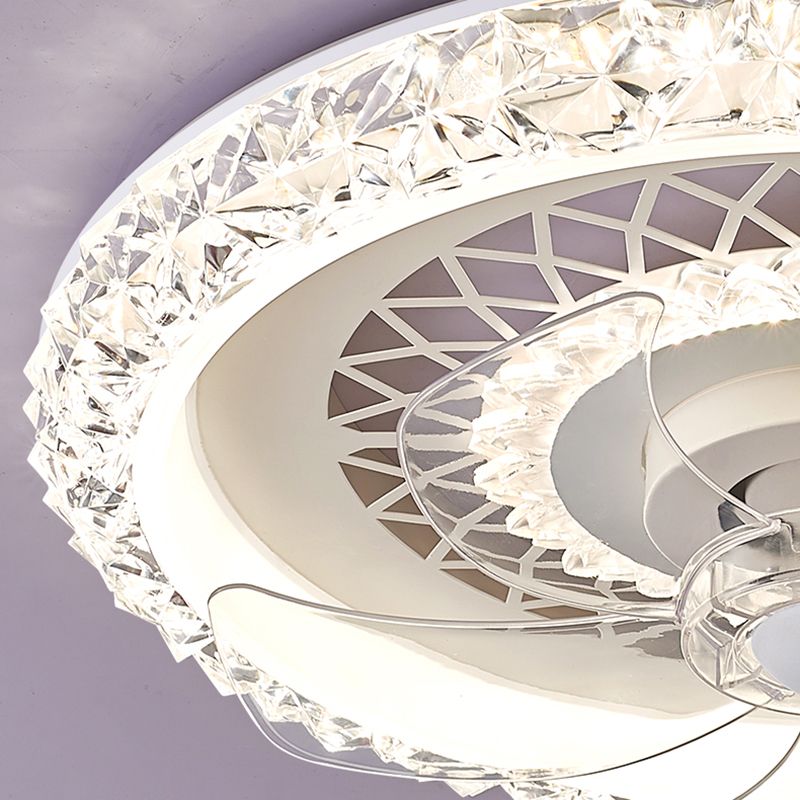 Metal Ceiling Fan Light Round Modern Ceiling Light Fixture for Bedroom