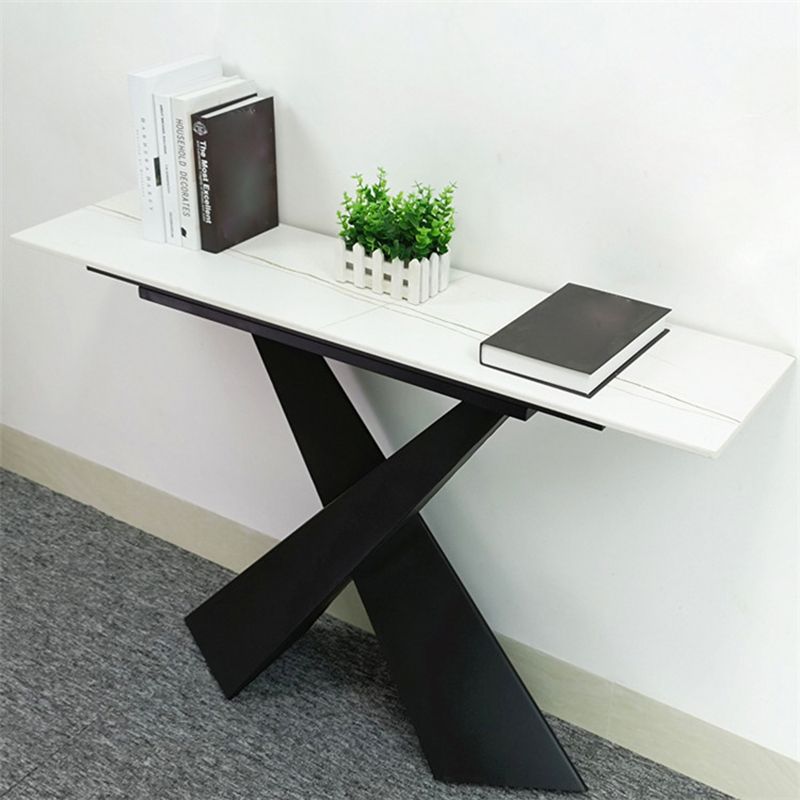 15" Wide Contemporary Console Table Stone Rectangle Console Accent Table