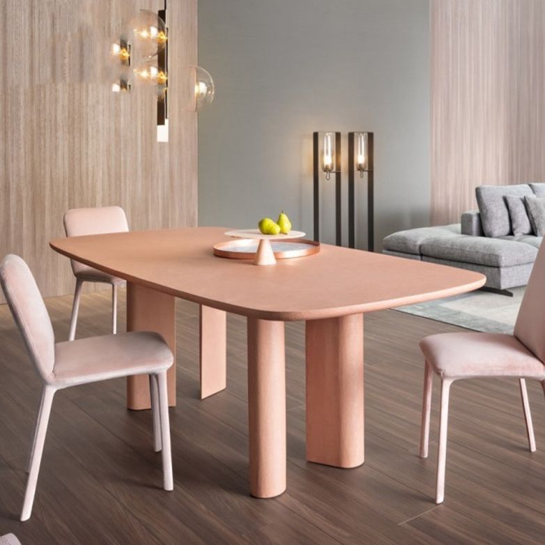 Vast hout eigentijdse ovale eettafel vaste houten boventafel voor eetkamer