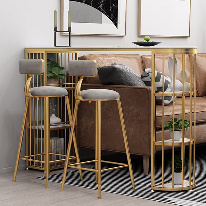 Low Back Indoor Counter Stools Glam Upholstered Footrest Counter Height Stool